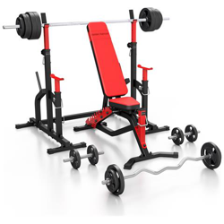 Ms2 170kg kier Panca Pesi Ms-l101 + Supporto Per Manubri (collegato) Ms-s104 + Set Di Bar E Dischi Pesi 113kg características