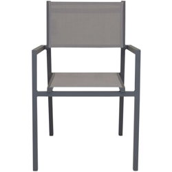 Poltrona Impilabile In Alluminio E Textilene Taupe Da Esterno Per Bar Pub Ristorante Agriturismo Pasticceria Albergo Hotel en oferta