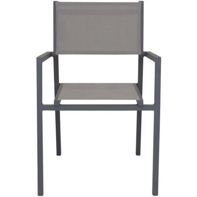 Poltrona Impilabile In Alluminio E Textilene Taupe Da Esterno Per Bar Pub Ristorante Agriturismo Pasticceria Albergo Hotel