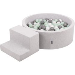 KiddyMoon Area Di Gioco In Schiuma Con Tondo Piscina Di Palline (100 Palline) Per Bambini, Grigioch:Bianco/Grigio/Menta - grigioCh:bianco/grigio/menta precio