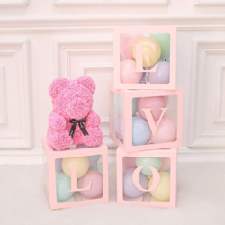 (Scatola dell'AMORE) Scatola trasparente fai-da-te Palloncino in lattice BABY LOVE Blocchi per Boy Girl Baby Shower Matrimonio Festa di compleanno características