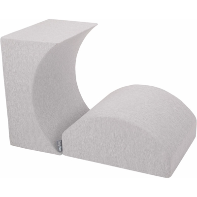 KiddyMoon Area Di Gioco In Schiuma Percorso A Ostacoli Per Bambini, Elemento Rampa/Meta Rullo, Grigio Chiaro - grigio chiaro:- rampa/meta rullo