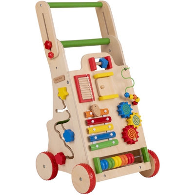 KiddyMoon Girello Interattivo In Legno Per Bambini Multifunzione Primi Passi WK-002, Multicolore - Multicolore
