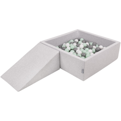 KiddyMoon Area Di Gioco In Schiuma Con Quadrato Piscina Di Palline (100 Palline) Per Bambini, Grigioch:Bianco/Grigio/Menta en oferta