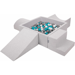 KiddyMoon Area Di Gioco In Schiuma Per Bambini Con Palline Colorate, Grigioch:Grigio/Bianco/Turchese - grigioCh:grigio/bianco/turchese precio