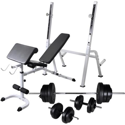 Panca Multifunzione Con Rack Bilanciere E Set Manubri 60,5 Kg