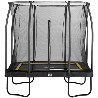 SOLO TRAMPOLINO Tappeto elastico da giardino rettangolare 214x153cm - nero. Con rete di sicurezza con cerniera a doppia faccia e bordo protettivo