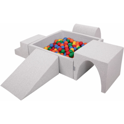 KiddyMoon Area Di Gioco In Schiuma Per Bambini Con Palline Colorate, Grigioch:Giallo/Verde/Blu/Rosso/Arancio - grigioCh:giallo/verde/blu/rosso/arancio precio