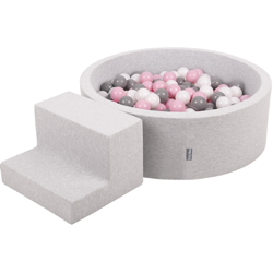 KiddyMoon Area Di Gioco In Schiuma Con Tondo Piscina Di Palline (200 Palline) Per Bambini, Grigioch:Bianco/Grigio/Rosa Chiaro características