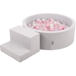 KiddyMoon Area Di Gioco In Schiuma Con Tondo Piscina Di Palline (100 Palline) Per Bambini, Grigioch:Rosa Chiaro/Perla/Transparente - grigioCh:rosa en oferta