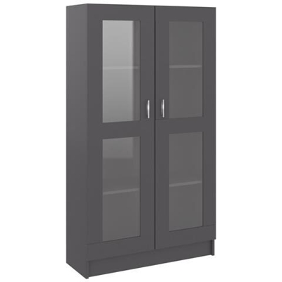 Armadietto Con Vetrina Grigio 82,5x30,5x150 Cm In Truciolato