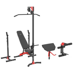Set Mh25 Panca Pesi Mh-l115 + 2 Supporti Per Manubri Mh-s201 + Trainer Per Le Gambe Mh-a102 + Stazione Per Lat Pull Mh-w104 + Scrivania Per Curl Mh-a101 en oferta
