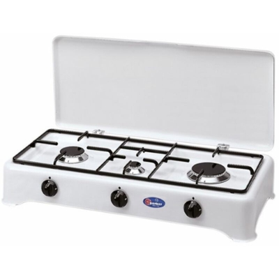 Fornello a gas 3 fuochi, griglia piattina cm 71x32x14,5 PARKER GPL