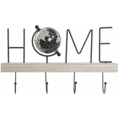 Appendiabiti da parete DKD Home Decor Ferro Legno MDF Loft (36 x 8 x 21 cm)