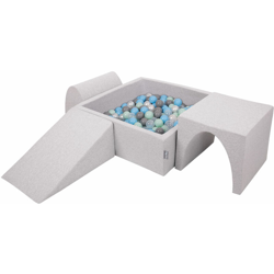 KiddyMoon Area Di Gioco In Schiuma Per Bambini Con Palline Colorate, Grigioch:Perla/Grigio/Trasparente/Azzurro/Menta precio