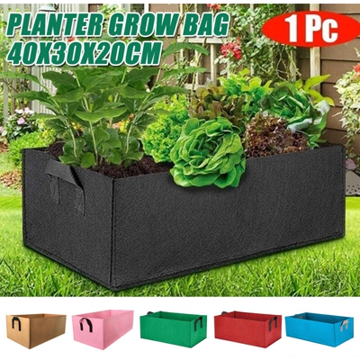 40x30x20cm Giardino Piantare Coltivare Sacchetti di stoffa Patate Pomodoro Fioriera Outdoor Nero nero 40 x 30 x 20