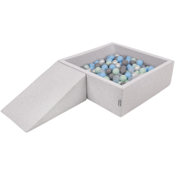KiddyMoon Area Di Gioco In Schiuma Con Quadrato Piscina Di Palline (200 Palline) Per Bambini, Grigioch:Perla/Grigio/Trasparente/Azzurro/Menta en oferta