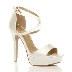 Donna Tacco Alto Fibbia Cinturini Incrociati Scarpe Punta Aperta Sandali Numero 5 38 en oferta