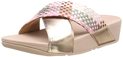 Fitflop Lulu Silky Weave Slides, Sandali a Ciabatta Donna, Rosa Corallo, 39 EU