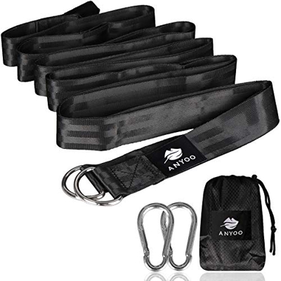 Anyoo, cinghie per amaca, resistenti e lunghe 300 cm, kit da appendere con moschettoni in acciaio, facili e veloci, per giardino, cortile, parco, camp