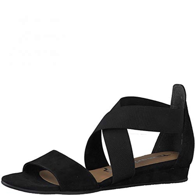 Tamaris Donna Sandali, Signora Sandali con Cinturino,Touch It,Scarpa Estiva,Sandalo Estivo,Sandalo,Comodo,Piatto,Black Uni,39 EU / 5.5 UK