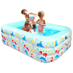 Piscina Gonfiabile Bambini, Piscina Gonfiabile Rettangolare 180 x 135 x 60cm, Piscina Grande per Giardino Adulti Cortile, Festa Estiva in Acqua, all'a características