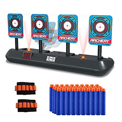 QiyuanLS Bersagli di tiro digitali con Freccette in Schiuma Giocattolo Shooting Blaster, 4 bersagli Auto Reset Giocattoli elettronici di punteggio per