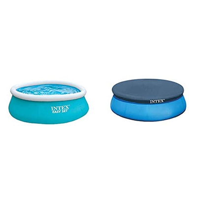 Intex 28101 My First Easy Cm 183X51 Piscina Gioco Estivo Estate Giocattolo 264, PVC, Multicolore, 183 x 51 cm & 28020 Copripiscina Easy, PVC, Blu, 244