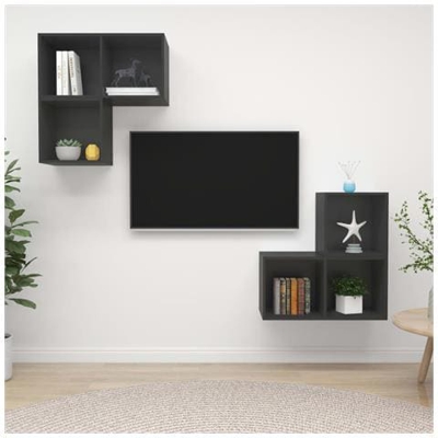 Set Mobile Tv 4 Pz Grigio In Truciolato
