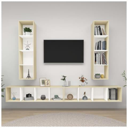 Mobile Tv A Parete 4 Pz Bianco E Rovere Sonoma In Truciolato precio