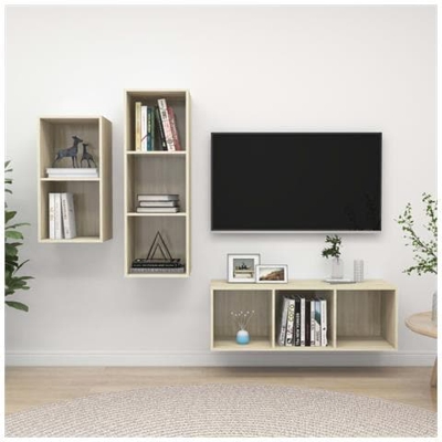 Set Porta Tv 3 Pz Rovere Sonoma In Truciolato
