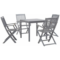 YOUTHUP Set da Pranzo per Giardino 5 pz Legno Massello di Acacia Grigio - Grigio precio
