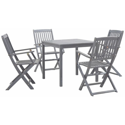 YOUTHUP Set da Pranzo per Giardino 5 pz Legno Massello di Acacia Grigio - Grigio