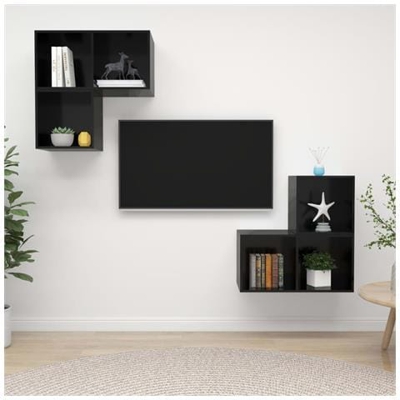 Set Mobile Tv 4 Pz Nero Lucido In Truciolato