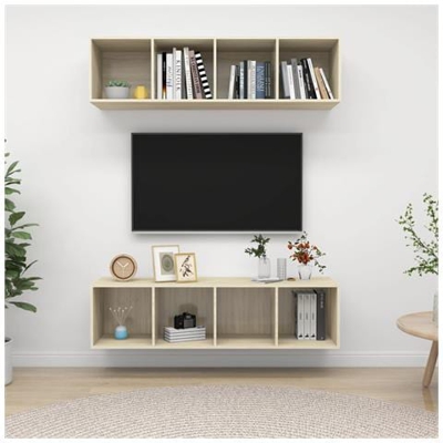 Mobile Tv A Parete 2 Pz Rovere Sonoma In Truciolato