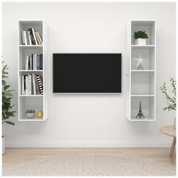Mobile Tv A Parete 2 Pz Bianco Lucido In Truciolato precio