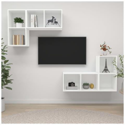 Mobile Tv A Parete 4 Pz Bianco In Truciolato en oferta