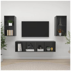 Mobile Tv A Parete 4 Pz Grigio Lucido In Truciolato en oferta