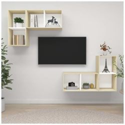 Mobile Tv A Parete 4 Pz Bianco E Rovere Sonoma In Truciolato características