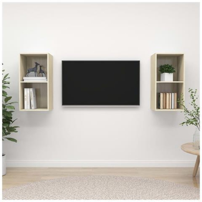 Mobile Tv A Parete 2 Pz Rovere Sonoma In Truciolato
