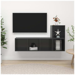 Set Mobile Tv 2 Pz Grigio Lucido In Truciolato en oferta
