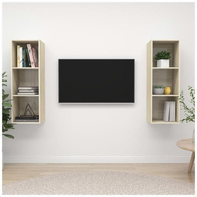 Mobile Tv A Parete 2 Pz Rovere Sonoma In Truciolato