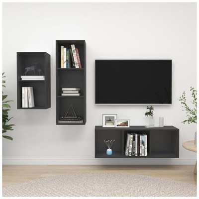 Set Mobile Tv 3 Pz Grigio In Truciolato