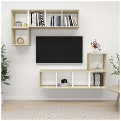 Set Porta Tv 4 Pz Bianco E Rovere Sonoma In Truciolato características