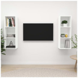 Mobile Tv A Parete 2 Pz Bianco In Truciolato en oferta