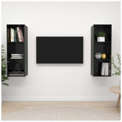 Mobile Tv A Parete 2 Pz Nero Lucido In Truciolato precio