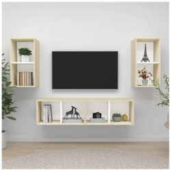 Mobile Tv A Parete 4 Pz Bianco E Rovere Sonoma In Truciolato características