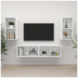 Mobile Tv A Parete 4 Pz Bianco Lucido In Truciolato en oferta