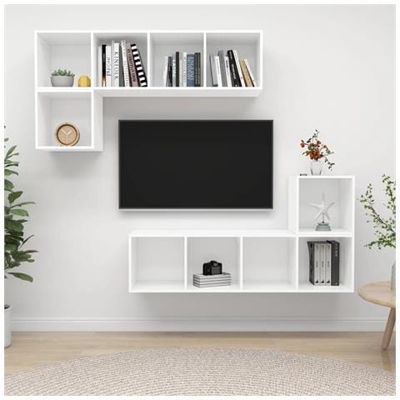 Set Mobile Tv 4 Pz Bianco In Truciolato