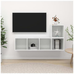Set Mobile Tv 2 Pz Bianco Lucido In Truciolato en oferta